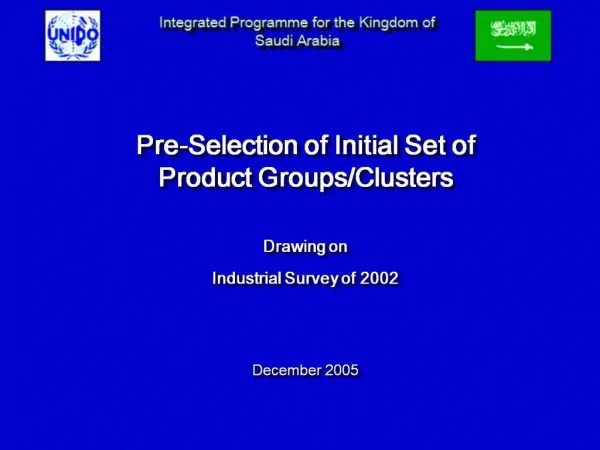 Pre-Selection of Initial Set of Product Groups