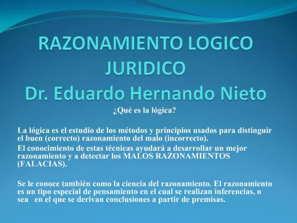 RAZONAMIENTO LOGICO JURIDICO Dr. Eduardo Hernando Nieto