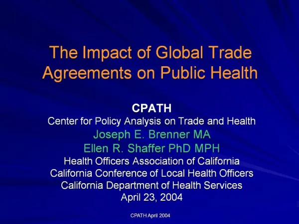 The Impact of Global Trade Agreements on Public Health