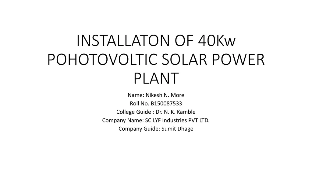 installaton of 40kw pohotovoltic solar power plant