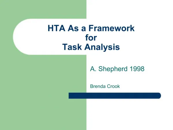 HTA As a Framework for Task Analysis