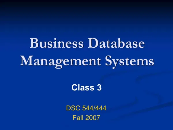Business Database Management Systems