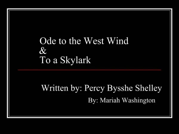 Ode to the West Wind To a Skylark Writt