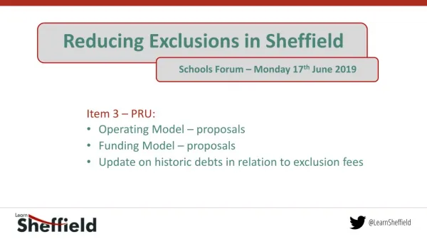 Reducing Exclusions in Sheffield