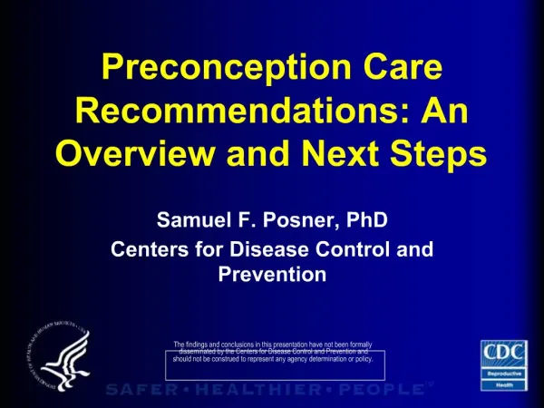Preconception Care Recommendations: An Overview and Next Steps