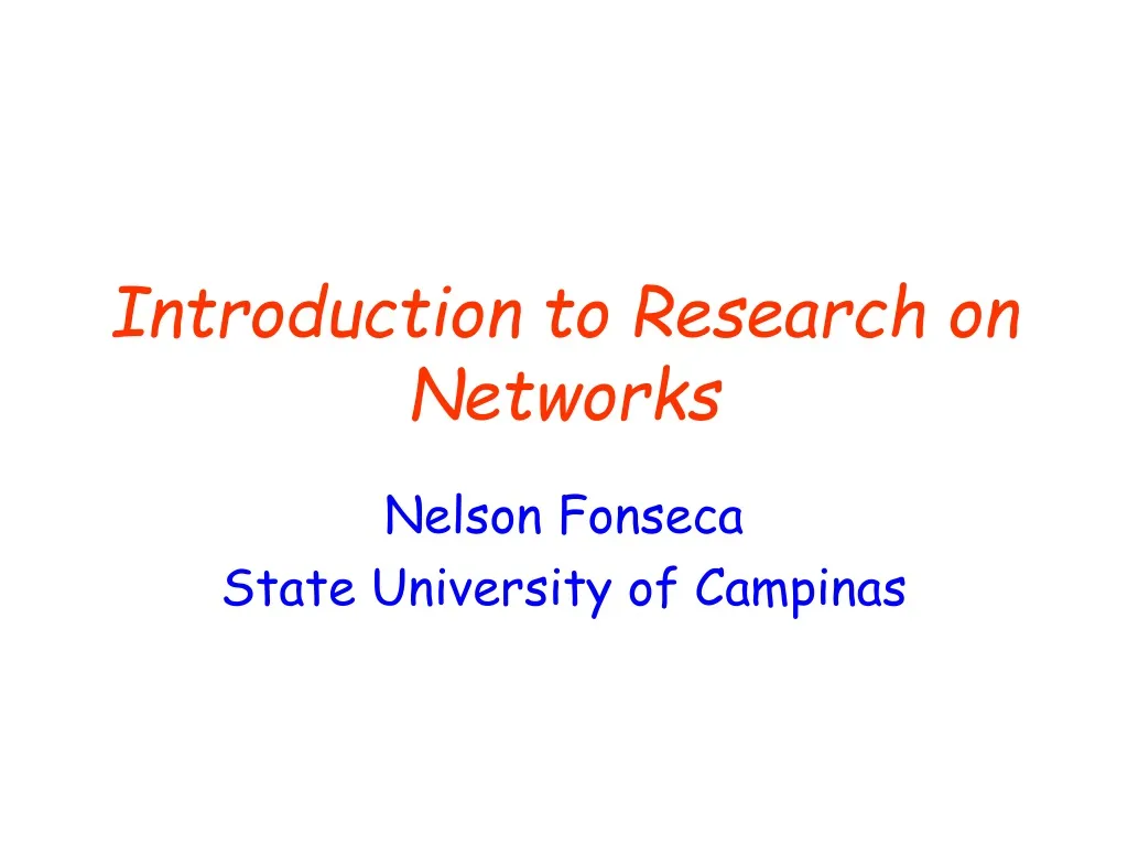 introduction to research on networks