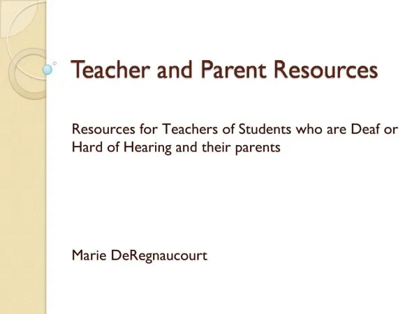Teacher and Parent Resources