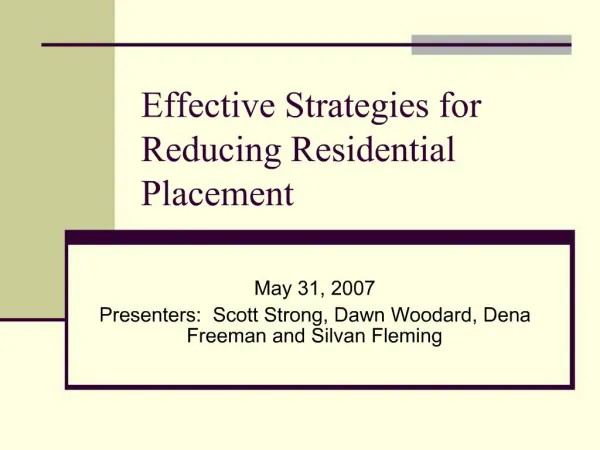 Effective Strategies for Reducing Residential Placement