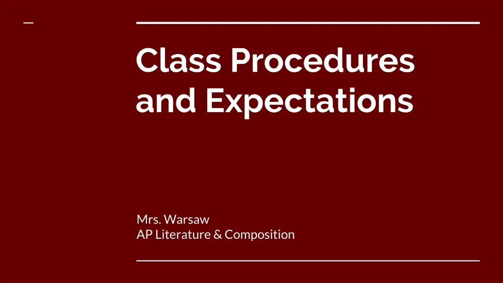 class procedures and expectations