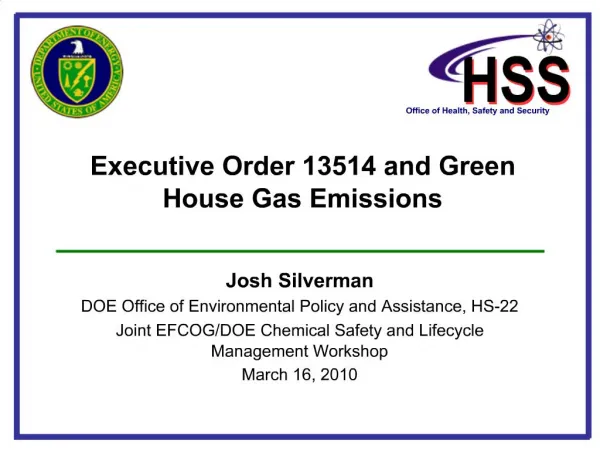 Executive Order 13514 and Green House Gas Emissions
