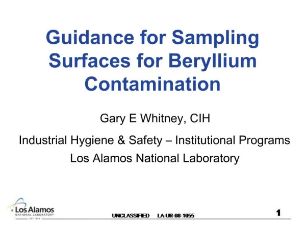 Guidance for Sampling Surfaces for Beryllium Contamination