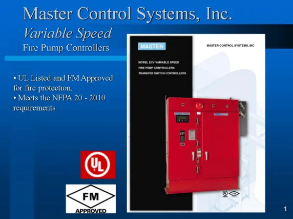 Master Control Systems, Inc. Variable Speed Fire Pump Controllers