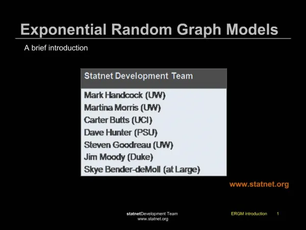 Exponential Random Graph Models