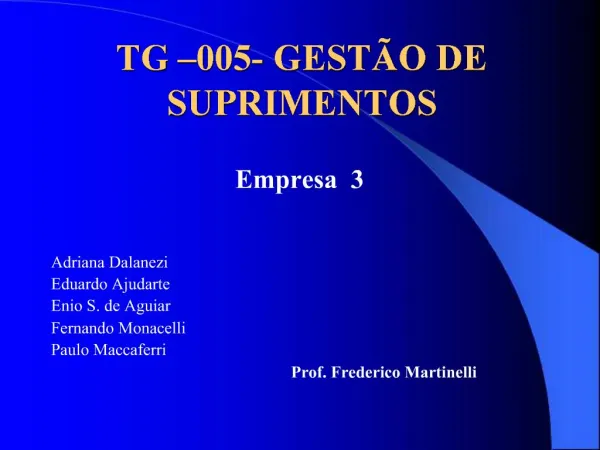 TG 005- GEST O DE SUPRIMENTOS