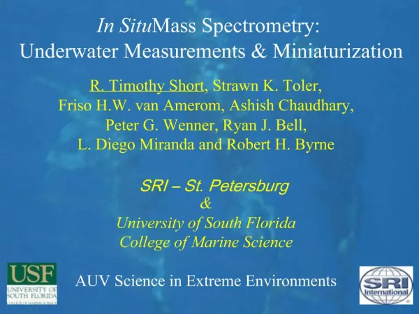 In Situ Mass Spectrometry: Underwater Measurements Miniaturization