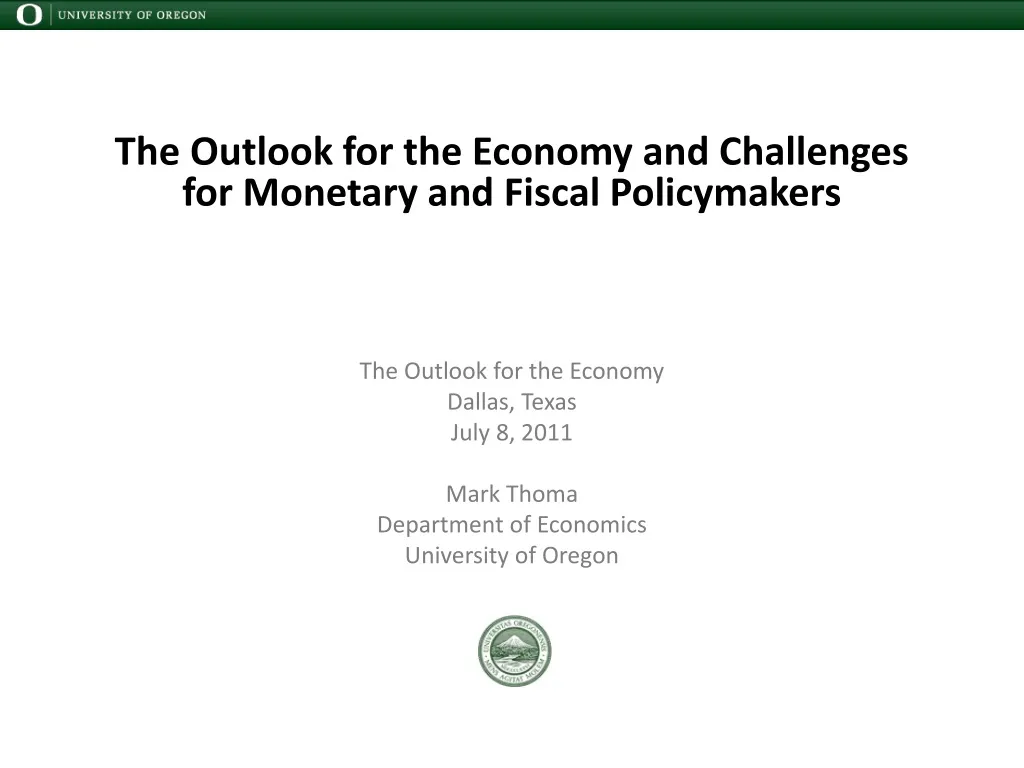 the outlook for the economy and challenges