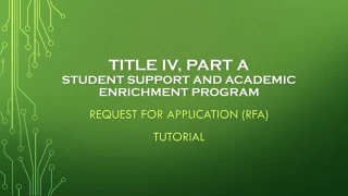 Title IV, Part A Student Support and Academic Enrichment Program - slide 1
