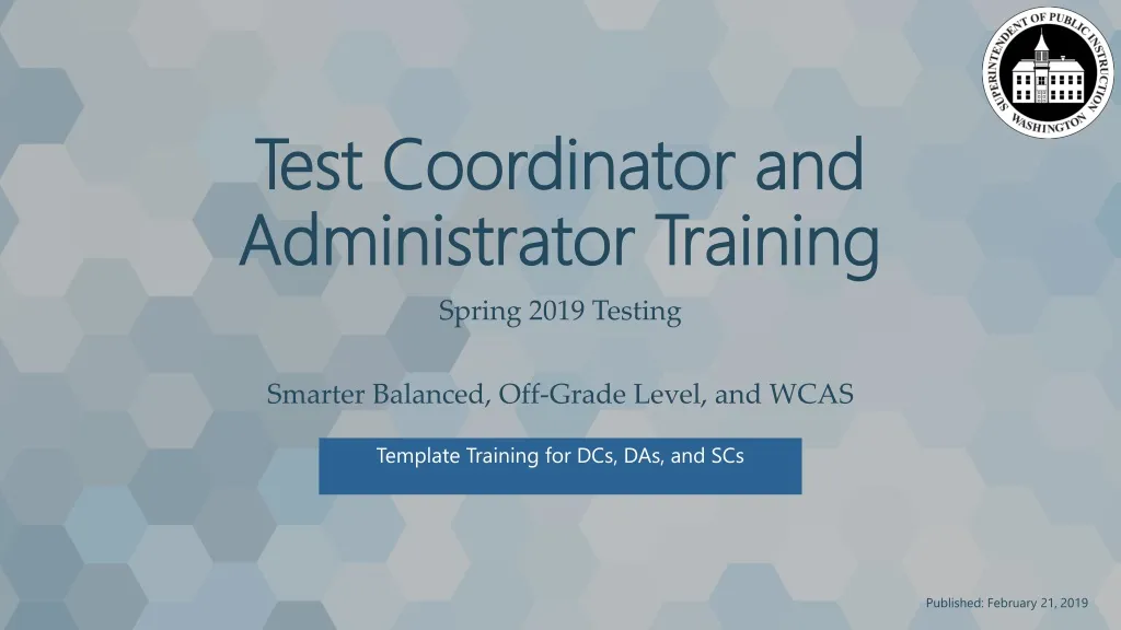 test coordinator and administrator training