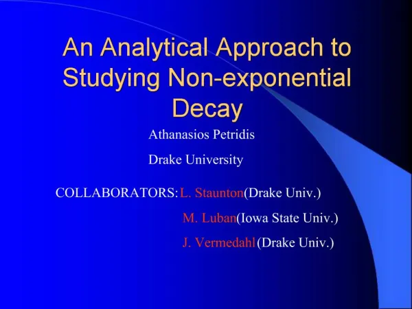 An Analytical Approach to Studying Non-exponential Decay