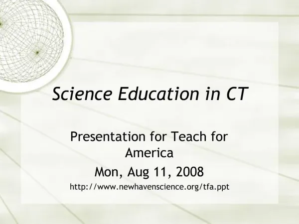 Science Education in CT