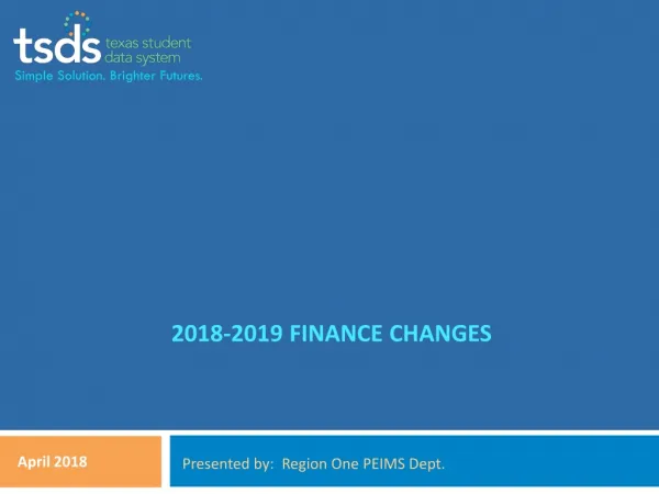 2018-2019 Finance changes
