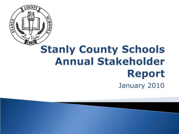 Stanly County Schools Annual Stakeholder Report
