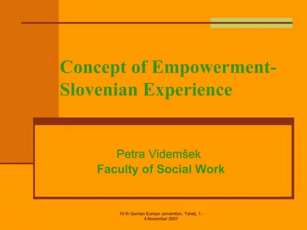 Concept of Empowerment- Slovenian Experience
