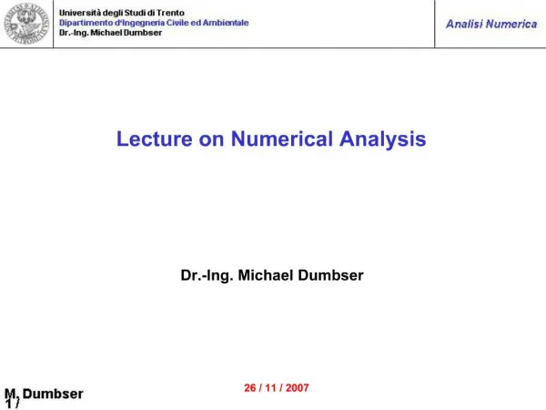 Lecture on Numerical Analysis