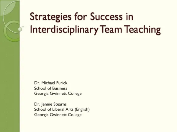 Strategies for Success in Interdisciplinary Team Teaching