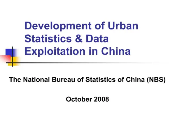 Development of Urban Statistics Data Exploitation in China