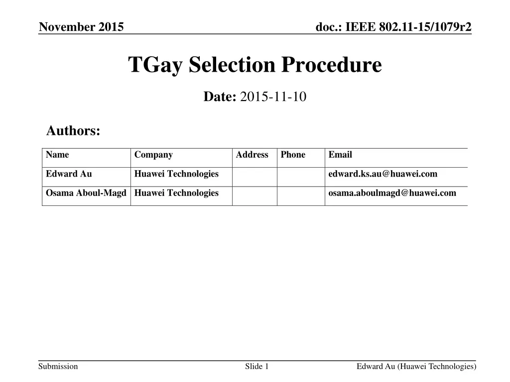 tgay selection procedure