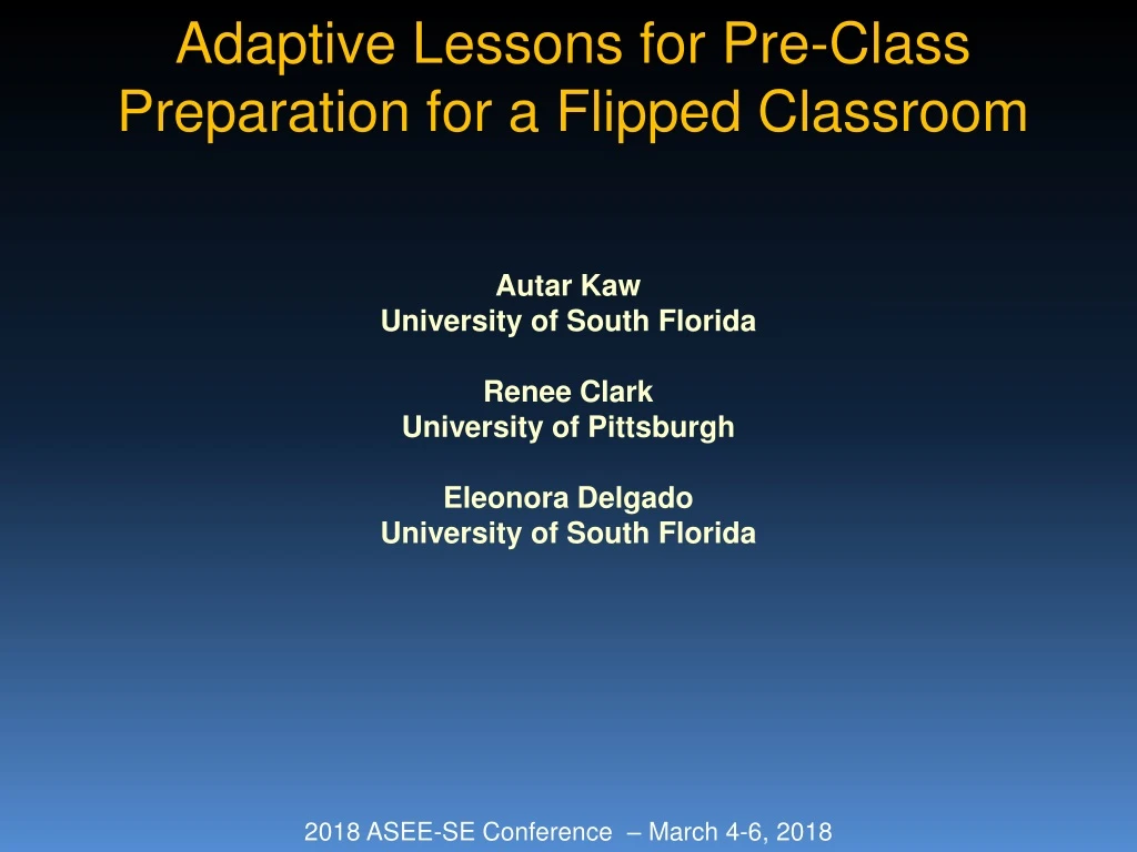 adaptive lessons for pre class preparation for a flipped classroom