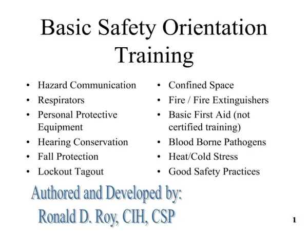 Basic Safety Orientation Training