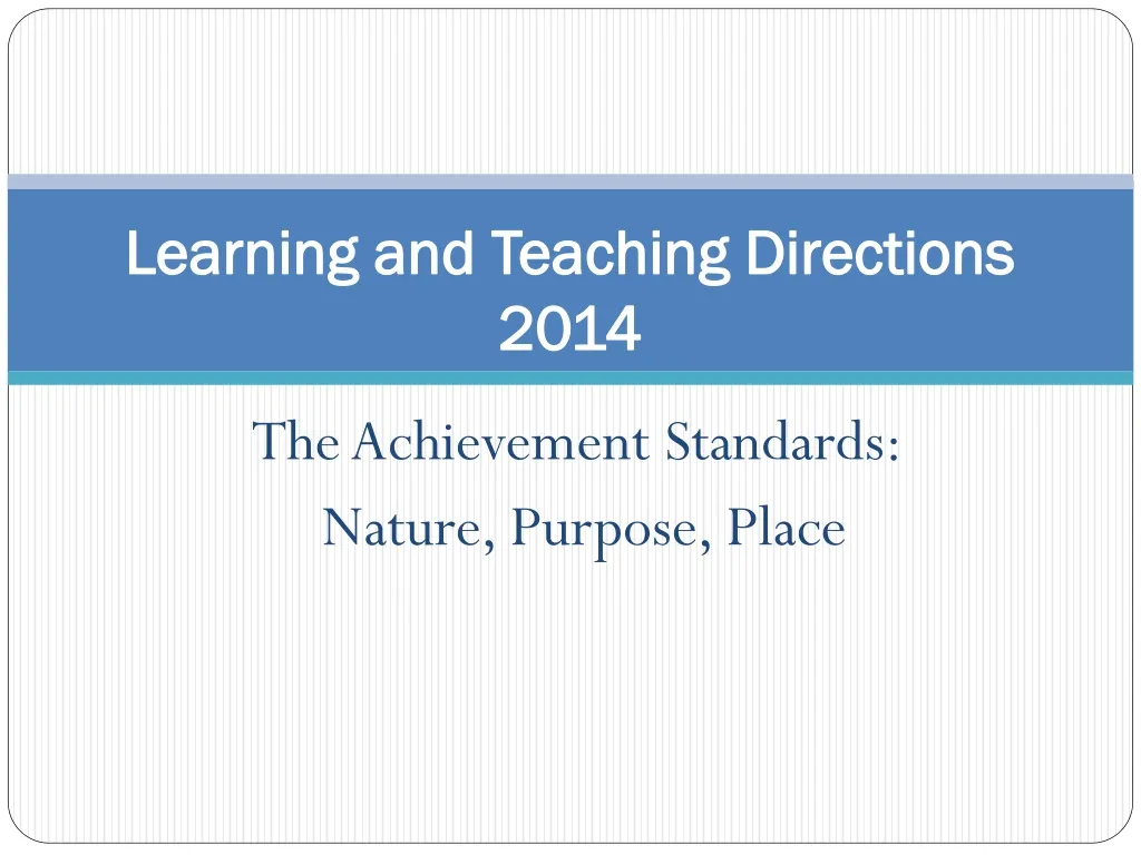 learning and teaching directions 2014