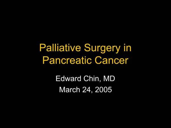 Palliative Surgery in Pancreatic Cancer