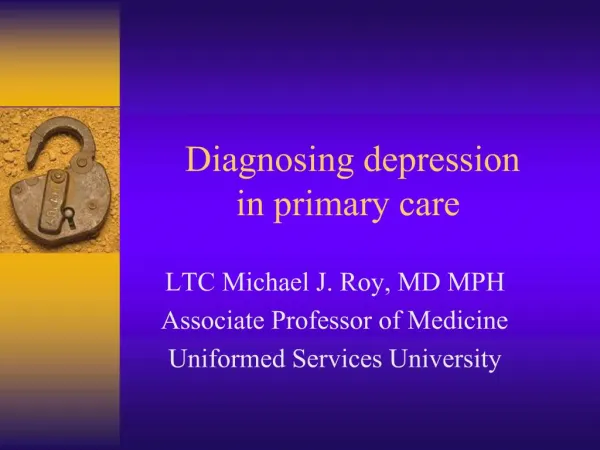 Diagnosing depression in primary care