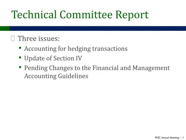 Technical Committee Report