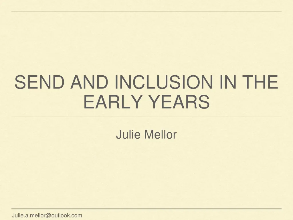 send and inclusion in the early years
