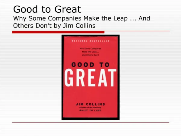 Good to Great Why Some Companies Make the Leap ... And Others Don t by Jim Collins