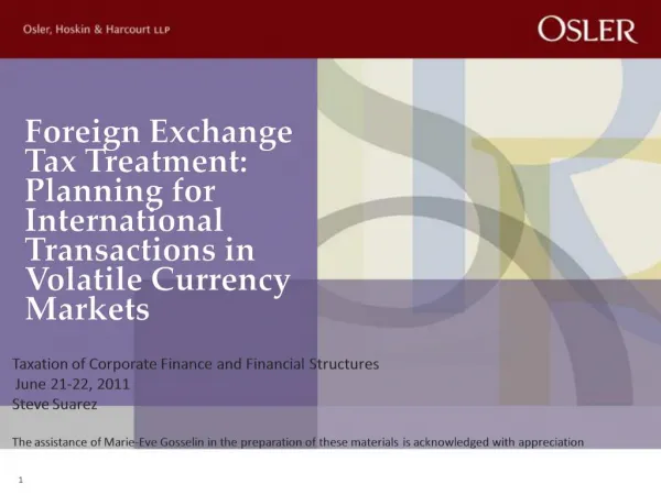 Foreign Exchange Tax Treatment: Planning for International Transactions in Volatile Currency Markets