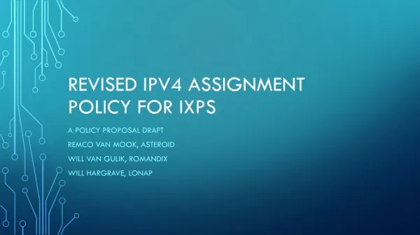 Revised ipv4 assignment poli c y for ixps