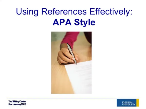 Using References Effectively: APA Style