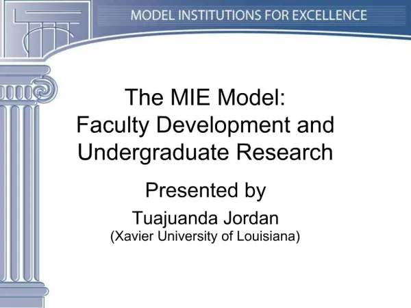 The MIE Model: Faculty Development and Undergraduate Research