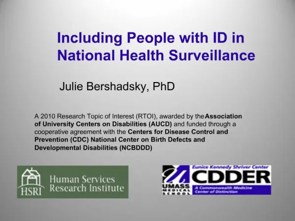 Including People with ID in National Health Surveillance