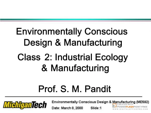 Environmentally Conscious Design Manufacturing