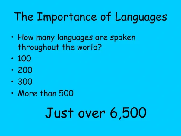 The Importance of Languages