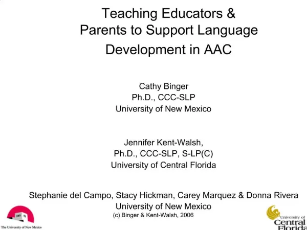 Teaching Educators Parents to Support Language Development in AAC