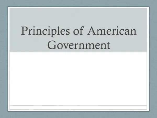 Principles of American Government