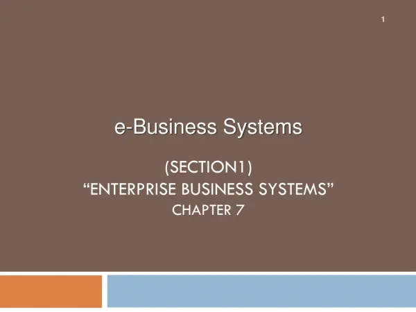 e-Business Systems (Section1) “Enterprise Business Systems” Chapter 7