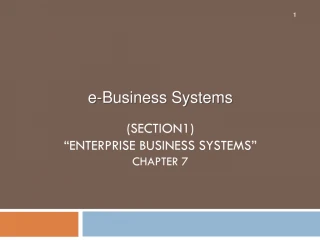 e-Business Systems (Section1) “Enterprise Business Systems” Chapter 7 - slide 1